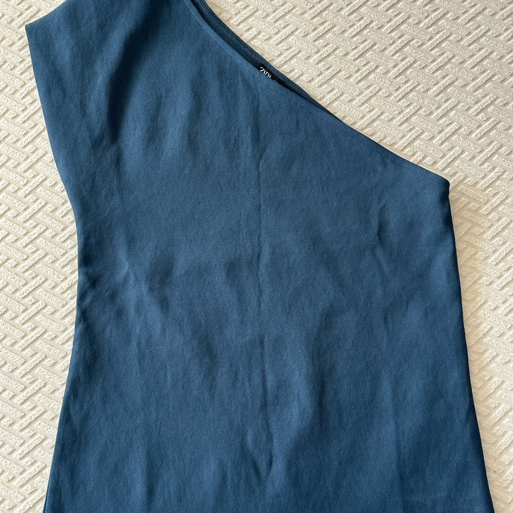 Zara One-Shoulder Top in Deep Blue